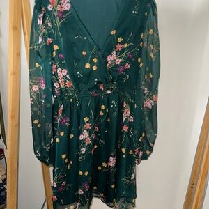 Target Green Floral Long Sleeve Dress